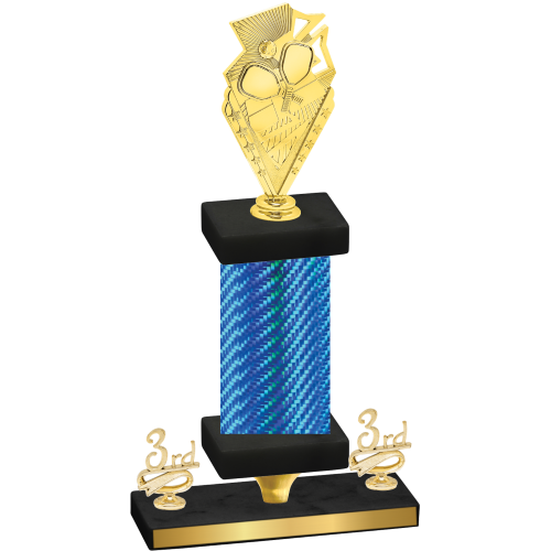 Premium Single Blue Carbon Fiber Third Place Pickleball Trophy