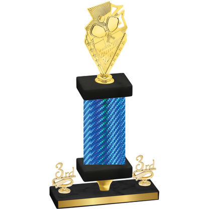Premium Single Blue Carbon Fiber Third Place Pickleball Trophy