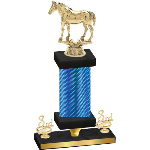 Premium Single Blue Carbon Fiber Third Place Horses Trophy