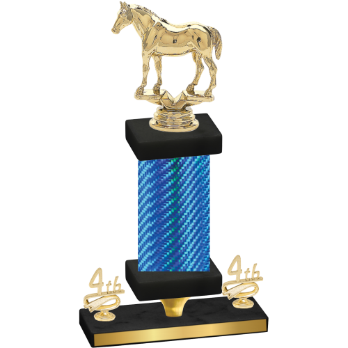 Premium Single Blue Carbon Fiber Fourth Place Horses Trophy