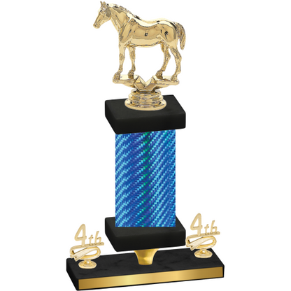 Premium Single Blue Carbon Fiber Fourth Place Horses Trophy