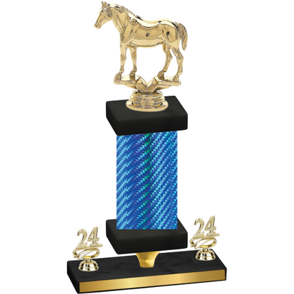 Premium Single Blue Carbon Fiber Year Horses Trophy