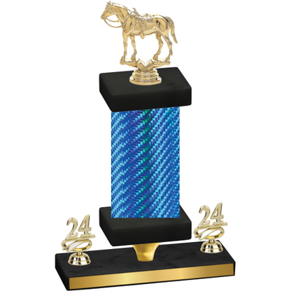 Premium Single Blue Carbon Fiber Year Horses Trophy