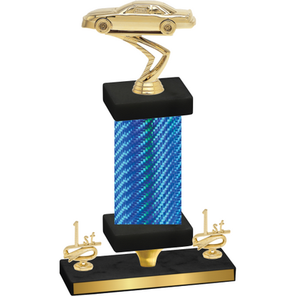 Premium Single Blue Carbon Fiber First Place Cars Trophy