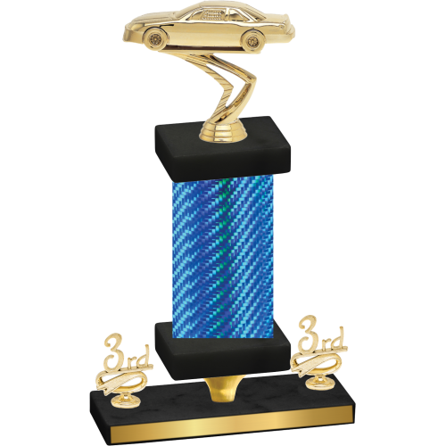 Premium Single Blue Carbon Fiber Third Place Cars Trophy