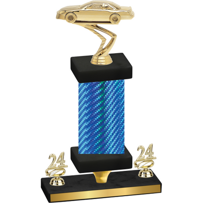 Premium Single Blue Carbon Fiber Year Cars Trophy