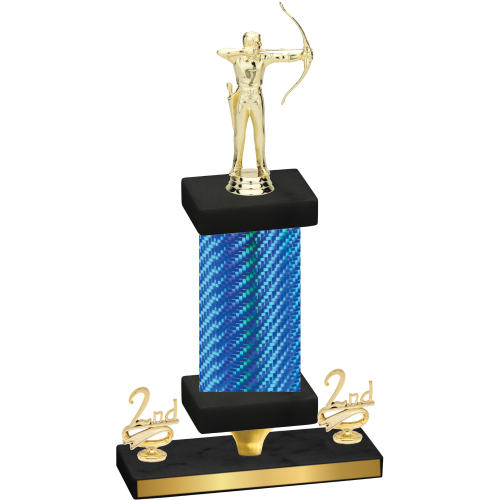Premium Single Blue Carbon Fiber Second Place Archery Trophy