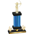 Premium Single Blue Carbon Fiber Fourth Place Archery Trophy