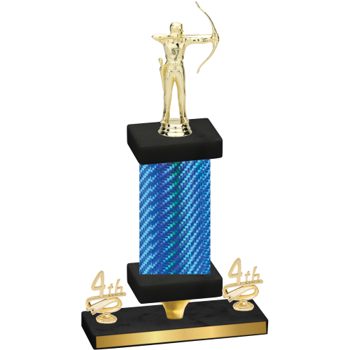 Premium Single Blue Carbon Fiber Fourth Place Archery Trophy