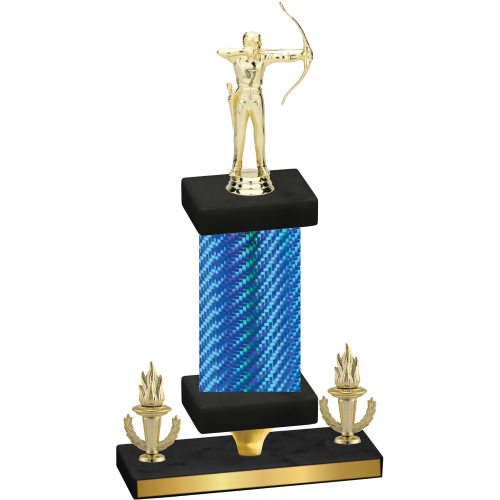 Premium Single Blue Carbon Fiber Victory Archery Trophy