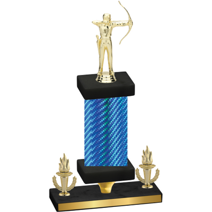 Premium Single Blue Carbon Fiber Victory Archery Trophy
