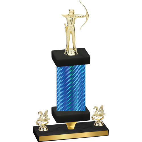 Premium Single Blue Carbon Fiber Year Archery Trophy