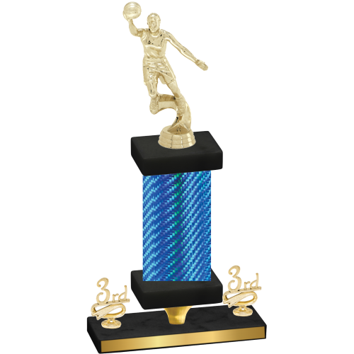 Premium Single Blue Carbon Fiber Third Place Basketball Trophy