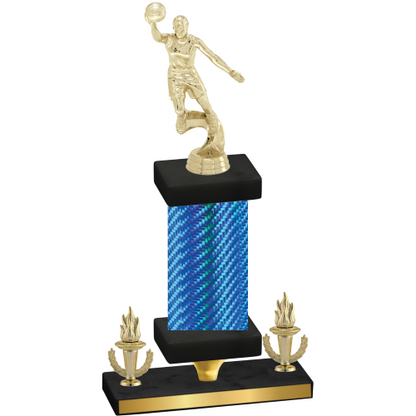 Premium Single Blue Carbon Fiber Victory Basketball Trophy