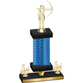 Premium Single Blue Carbon Fiber Third Place Archery Trophy
