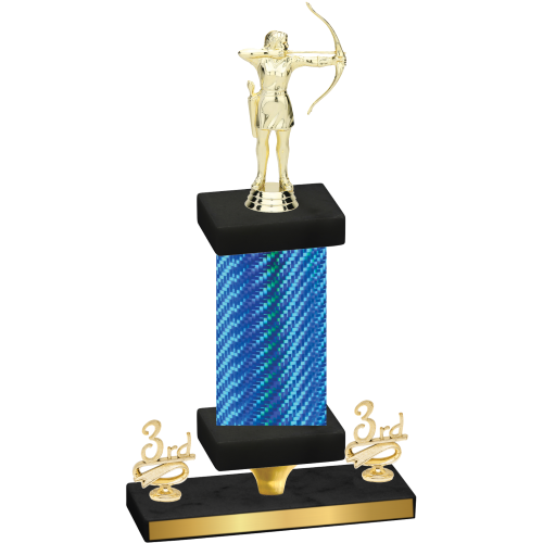 Premium Single Blue Carbon Fiber Third Place Archery Trophy