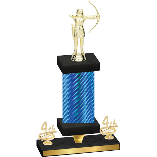 Premium Single Blue Carbon Fiber Fourth Place Archery Trophy