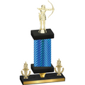 Premium Single Blue Carbon Fiber Victory Archery Trophy