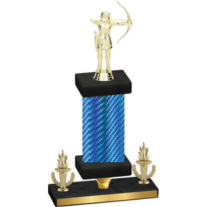 Premium Single Blue Carbon Fiber Victory Archery Trophy