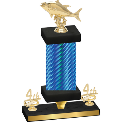 Premium Single Blue Carbon Fiber Fourth Place Fishing Trophy