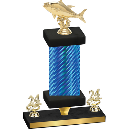Premium Single Blue Carbon Fiber Year Fishing Trophy