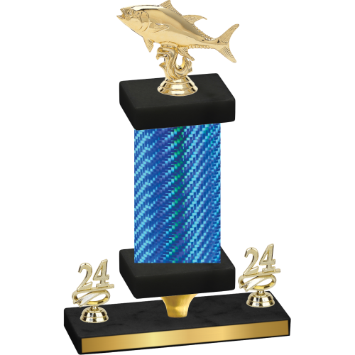 Premium Single Blue Carbon Fiber Year Fishing Trophy