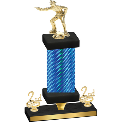 Premium Single Blue Carbon Fiber Second Place Shooter Trophy