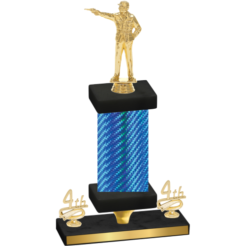 Premium Single Blue Carbon Fiber Fourth Place Shooter Trophy