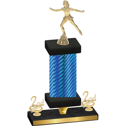 Premium Single Blue Carbon Fiber Second Place Skater Trophy