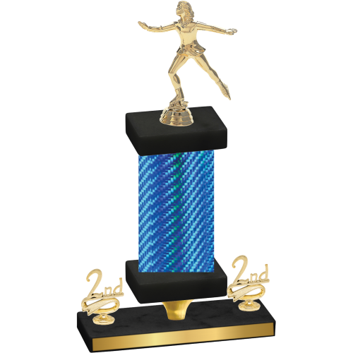 Premium Single Blue Carbon Fiber Second Place Skater Trophy