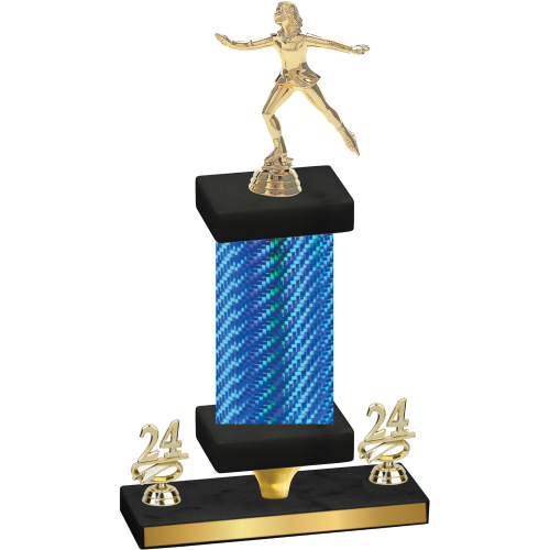 Premium Single Blue Carbon Fiber Year Skater Trophy