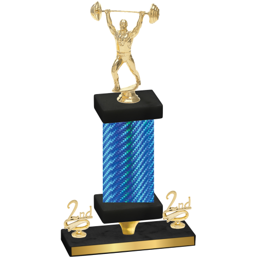Premium Single Blue Carbon Fiber Second Place Weights Trophy