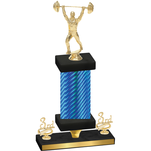 Premium Single Blue Carbon Fiber Third Place Weights Trophy