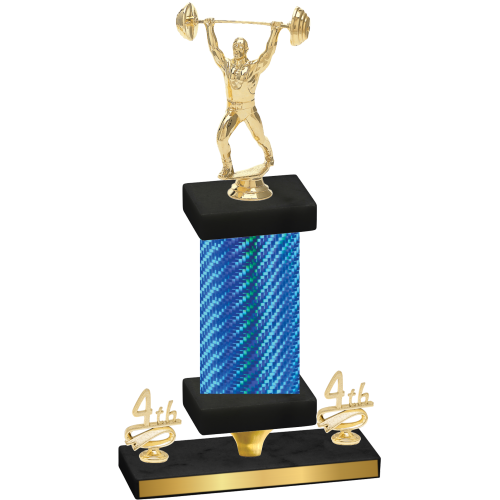 Premium Single Blue Carbon Fiber Fourth Place Weights Trophy