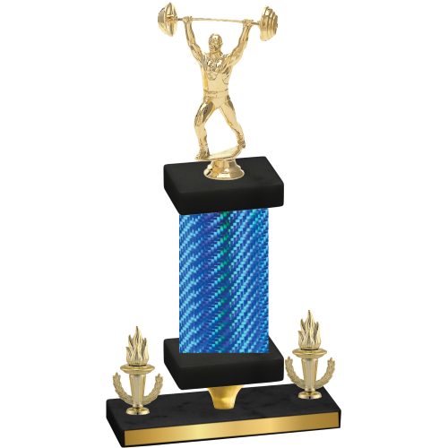 Premium Single Blue Carbon Fiber Victory Weights Trophy