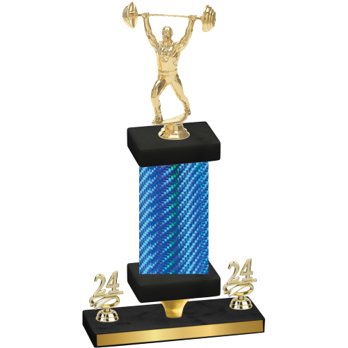 Premium Single Blue Carbon Fiber Year Weights Trophy