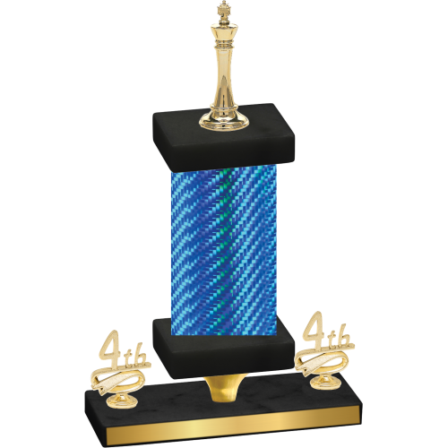 Premium Single Blue Carbon Fiber Fourth Place Chess Trophy