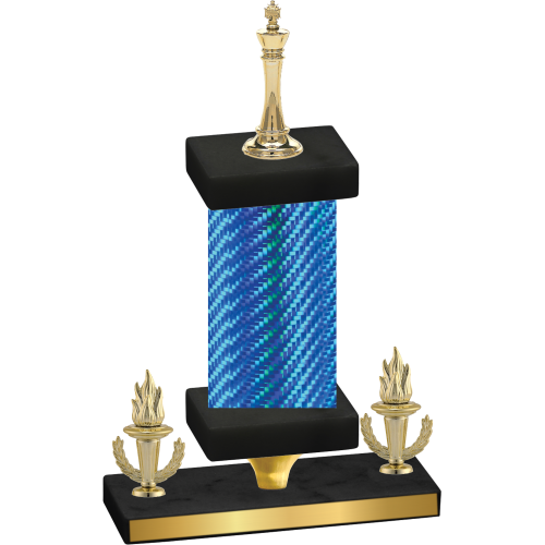 Premium Single Blue Carbon Fiber Victory Chess Trophy