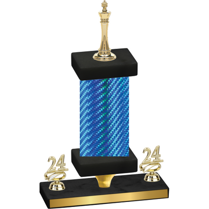 Premium Single Blue Carbon Fiber Year Chess Trophy