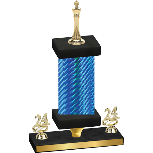 Premium Single Blue Carbon Fiber Year Chess Trophy