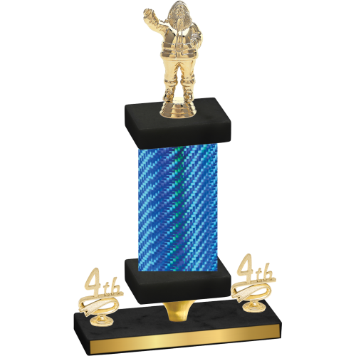 Premium Single Blue Carbon Fiber Fourth Place Holiday Trophy