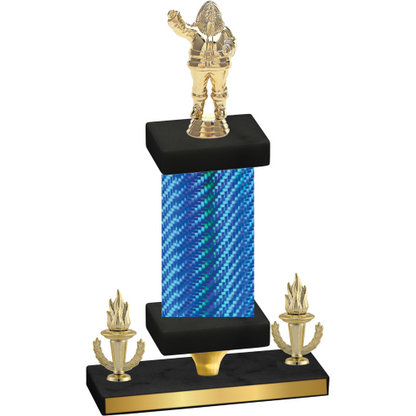 Premium Single Blue Carbon Fiber Victory Holiday Trophy