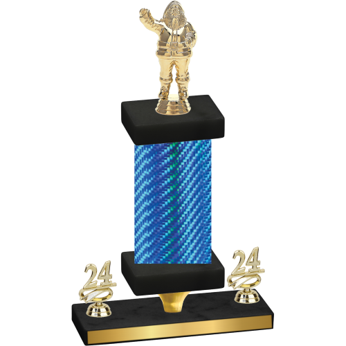 Premium Single Blue Carbon Fiber Year Holiday Trophy