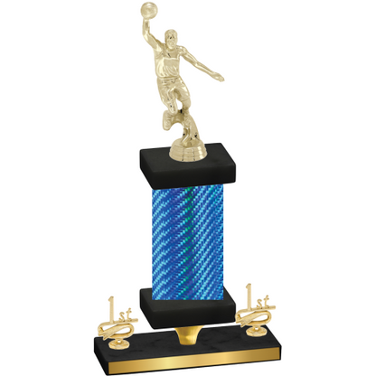 Premium Single Blue Carbon Fiber First Place Basketball Trophy