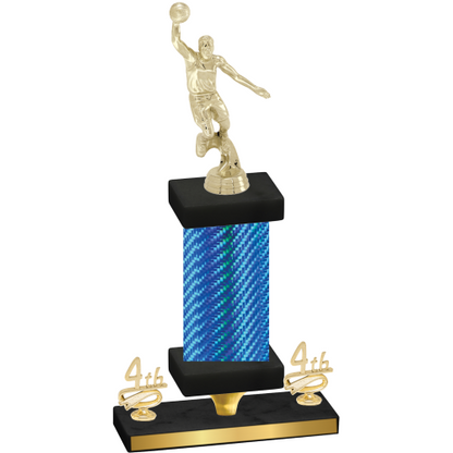 Premium Single Blue Carbon Fiber Fourth Place Basketball Trophy