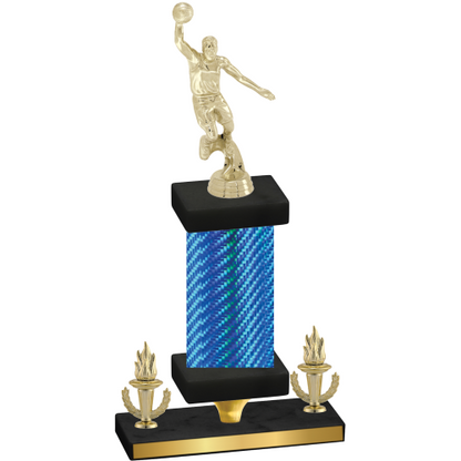Premium Single Blue Carbon Fiber Victory Basketball Trophy