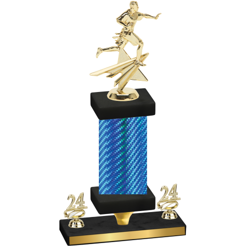 Premium Single Blue Carbon Fiber Year Flag Football Trophy