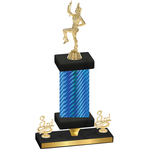 Premium Single Blue Carbon Fiber Third Place Majorette Trophy
