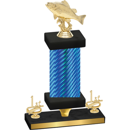 Premium Single Blue Carbon Fiber First Place Fishing Trophy