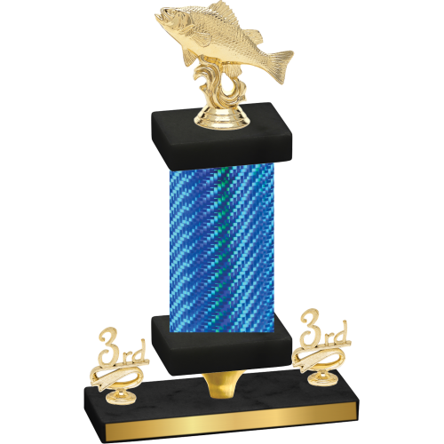 Premium Single Blue Carbon Fiber Third Place Fishing Trophy